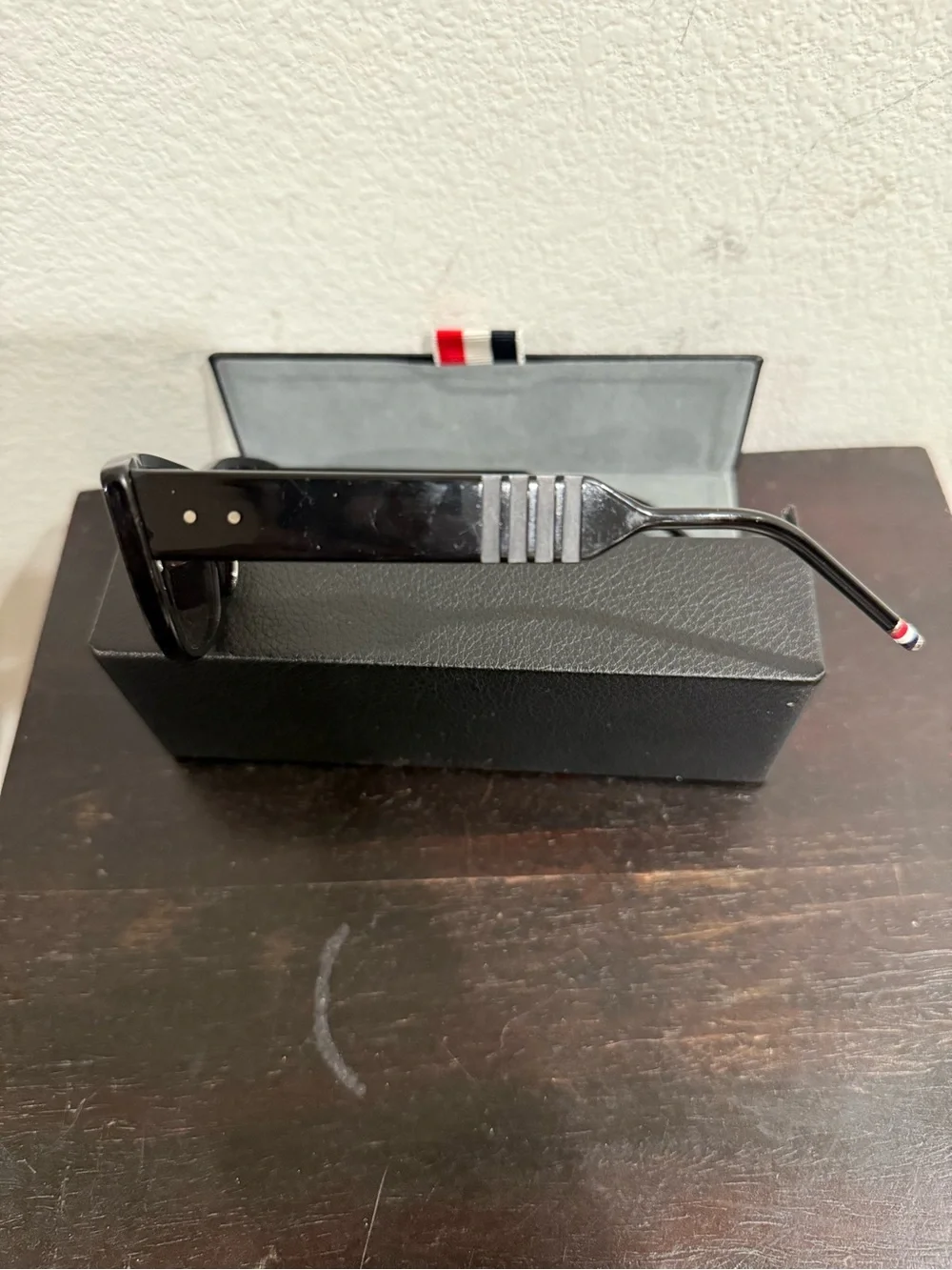 Thom Browne Black Gloss Rectangular Sunglasses